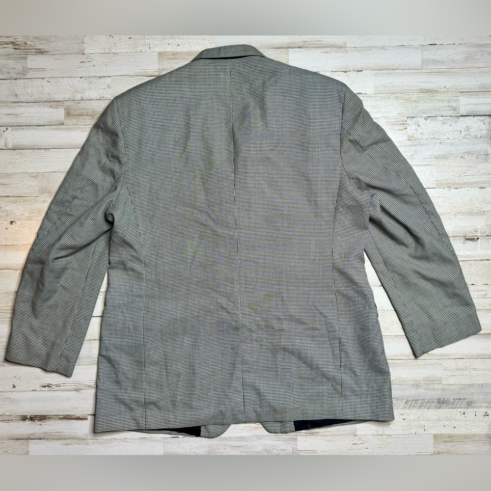 Haggar Imperial Houndstooth Blazer Jacket Worsten Wool Blend 48L Gray - Picture 6 of 11